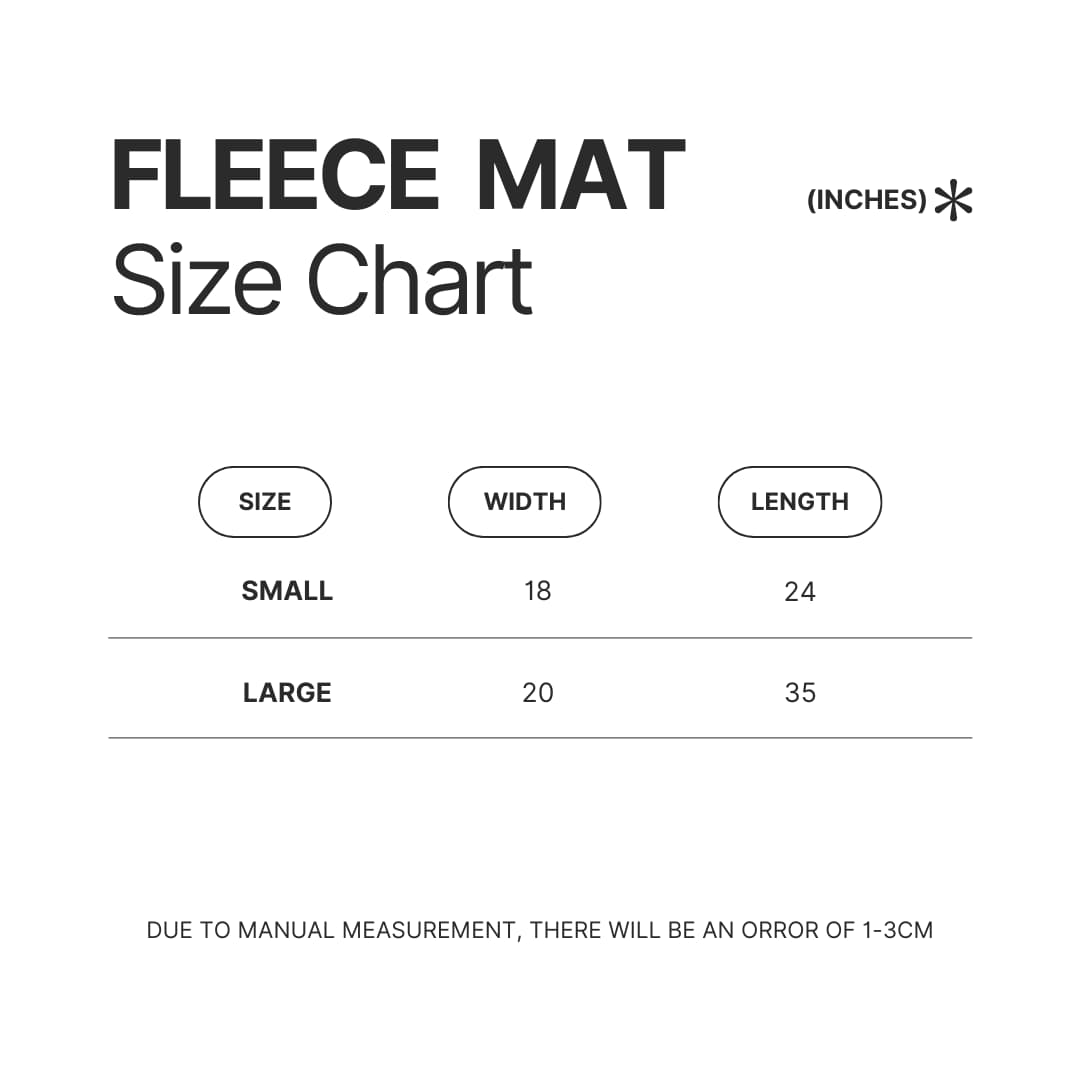 Fleece Mat Size Chart - Sailor Moon UK Shop
