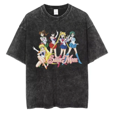 Sailor Moon Main Characters Mineral Wash T-shirt