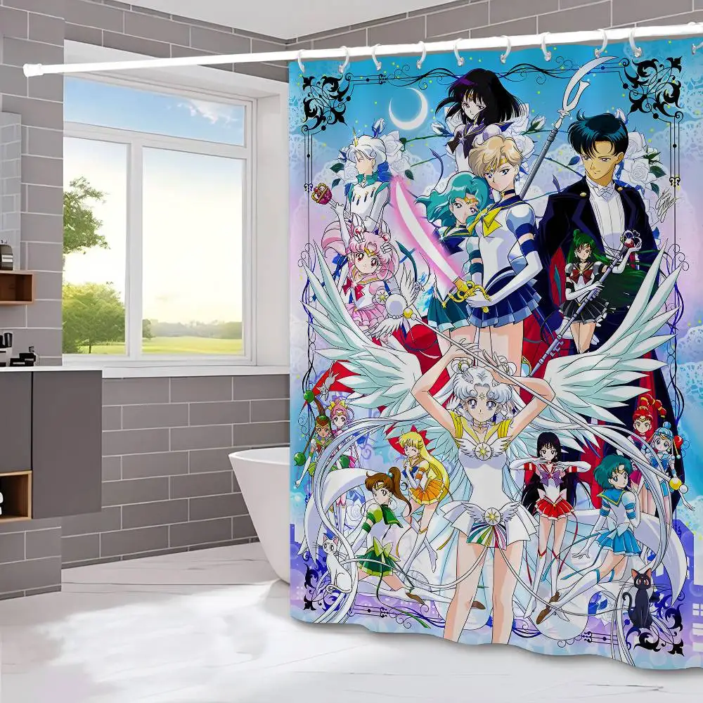 Sailor Moon Cartoon Style Shower Curtain