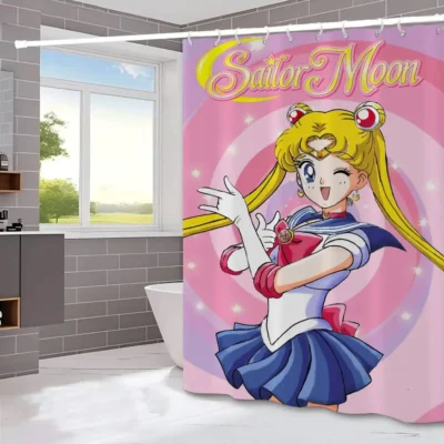 Sailor Moon Pink Cute Shower Curtain