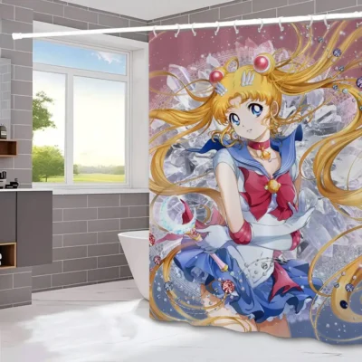 Sailor Moon Aesthetic Moon Bunny Shower Curtain