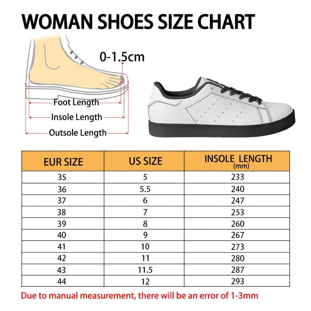Skate Woman Shoes Size Chart - Sailor Moon UK Shop