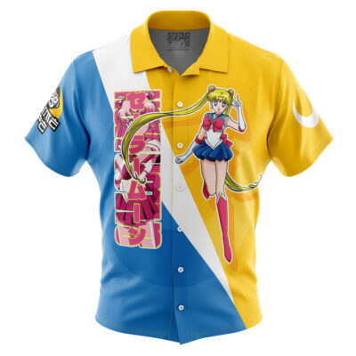 New Usagi Tsukino Sailor Moon Button Up Hawaiian Shirt