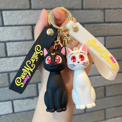 Anime Sailor Moon Cute Artemis Luna Cat Keyring